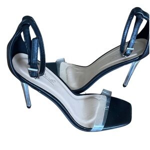 Anne Michelle Black & Clear Strap Stiletto Heels